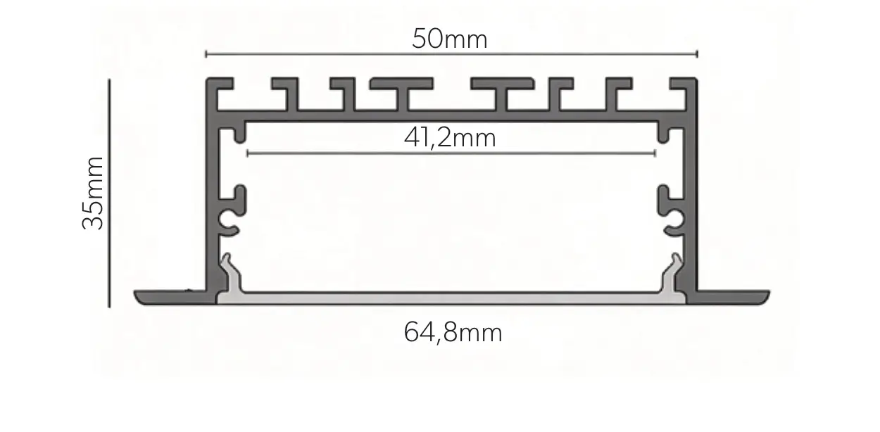 Dibujo tecnico con medidas del catalogo MILEDI PRO